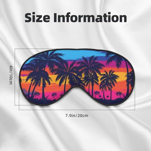 Blue Palm Trees Sleep Mask Orange Sunset Eye Mask with Adjustable Strap Eye Sleep Shade Cover Blocks Light for Women Men Airplane Travel Nap - color: Blue Palm Trees