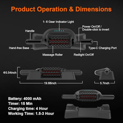Electric Rolling Massager with Redlight, Handheld Percussive Roller Massger - color: Black
