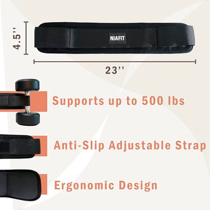 Hip Thrust Belt Adjustable Heavy-Duty with 3 Resistance Bands, Non-Slip Hip Pad for Glute Training, Home Gym Workout Equipment for Dumbbells and Kettlebells