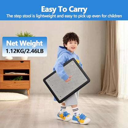 Mobility Step Stool, 3.3" Height Portable Multi-Functional One Step Stool for Adults & Toddlers, Sturdy and Anti-Slip Step Platform for Car, Bathroom, Bedside, Stairs, Black & Grey - style: Plastic