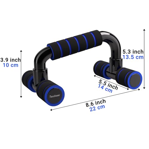 READAEER Push Up Bars Gym Exercise Equipment Fitness 1 Pair Pushup Handles with Cushioned Foam Grip and Non-Slip Sturdy Structure Push Up Bars for Men & Women - color: Blue