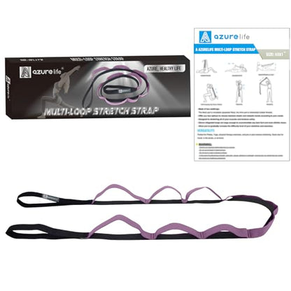 Half-Elastic Stretch Straps with 11 Loops, Stretching Strap for Physical Therapy, Multi-Loop Yoga Strap Fitness Exercise Strap for Yoga, Pilates, Dance, Flexibility&Exercise - color: Half Elastic-Purple