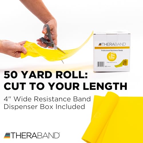 THERABAND Resistance Band, Yellow, Light, 50-Yard Roll, Elastic Band for Strength Training, Stretching, Yoga, Pilates, Physical Therapy, Portable & Cut-to-Length, Color-Coded Levels