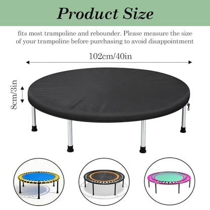 Klmnop 40 Inch Mini Trampoline Cover, Waterproof Protective Fitness Trampolines Round Cover fit Indoor/Outdoor Rebounders for Adults and Toddlers(Not Spring Covers, Black)