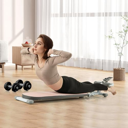Goplus Sit Up Bench for AB Exercise, Foldable Workout Bench w/3 Gear Adjustable Angles & Adjustable Length, Versatile Fitness Equipment for Home Gym, 330 LBS Load Capacity
