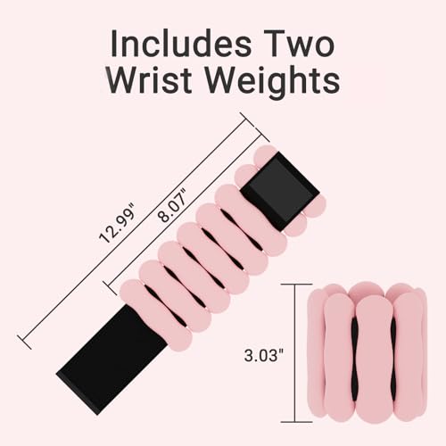 Ankle Weights Wrist Weight for Women Men, Set of 2, 1 lb/2 lb Each - color: Pink, size: 1lb each weight (2lbs Pair)