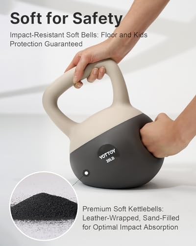 YOTTOY Soft Kettlebell, Set for Strength Training Kettlebells & Home Workouts, Soft-Sided Cushioned Base, Wide-Handle - Ideal for Men, Women, & Beginners - color: 20LB-White
