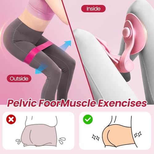 Thigh Trainer [2026 Upgraded], Thigh Trainer Thigh Exerciser, Inner Thigh Exerciser, 360° Pelvic Floor Exercise Devices, Hip Trainer Kegel Excerciser, 20LB Resistance Band, Pink