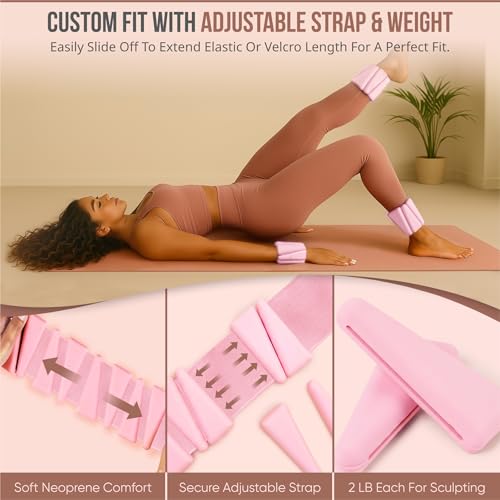 Solaea Adjustable Ankle & Wrist Weights, 4lb Pair for Pilates & Yoga
