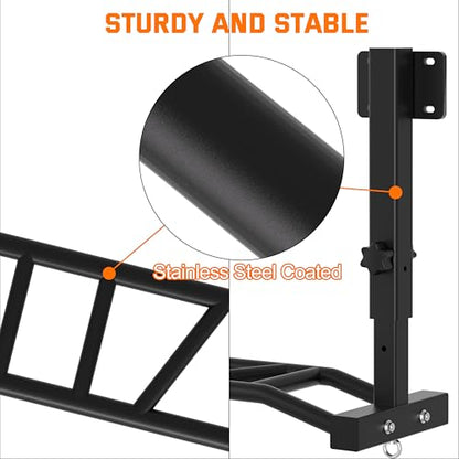 48" Joist Mounted Pull Up Bar, 600LBS Heavy Duty Multi Grip Ceiling Mount Chin Up Bar, Ceiling Beam for Home Gym/Garage/Basement with 5-Height Adjustable& Round Anchors, Easy to Install