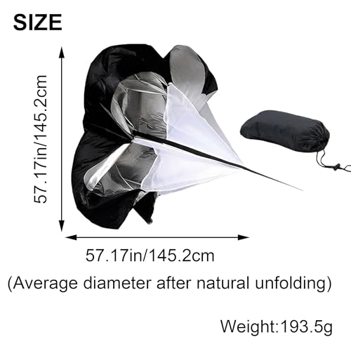 Running Speed Training: 56" Parachute with Adjustable Strap, Speed Chute Resistance Parachute for Speed and Acceleration Training Fitness Explosive Power Training, Free Carry Bag - color: Black
