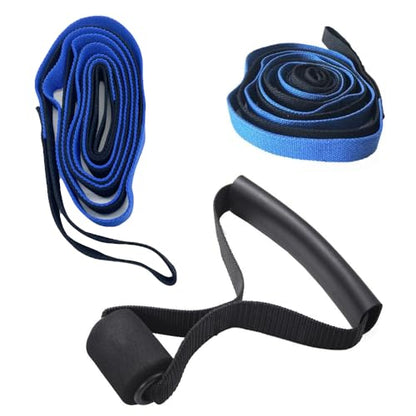 2 Pack Yoga Stretching Strap with Loops Non-Elastic Stretch Band with Door Anchor Handle Leg Stretcher Yoga Strap for Physical Therapy Pilates Dance Gymnastics Exercise Rehabilitation Routine Flexibility
