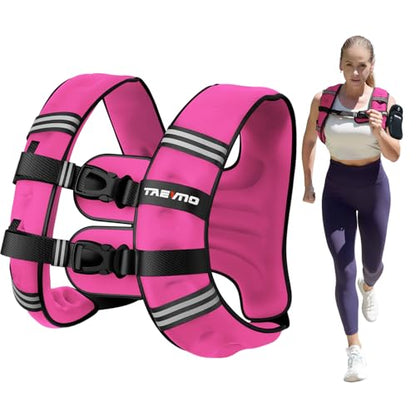 Weighted Vest for Men Women, 6/8/12/16/20/25lbs with Detachable Phone Pouch - color: Pink, size: 20LB