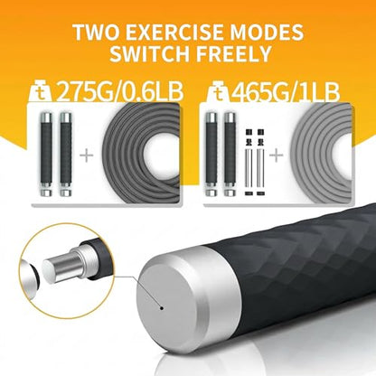 PROIRON Jump Rope Double Weighted Skipping Rope（1LB）360° Swivel Ball Bearings Tangle-Free Double Fat Burning with Aluminum Handle Heavy Jump Rope for Endurance Weight Lose Crossfit MMA Cardio & Workouts - color: black
