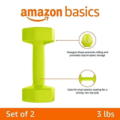 Amazon Basics Vinyl Coated Dumbbell Hand Weights - style: 3 Pounds, Pair