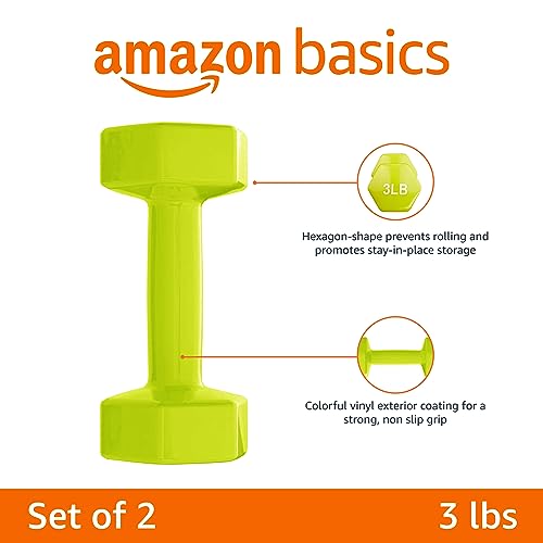 Amazon Basics Vinyl Coated Dumbbell Hand Weights - style: 3 Pounds, Pair