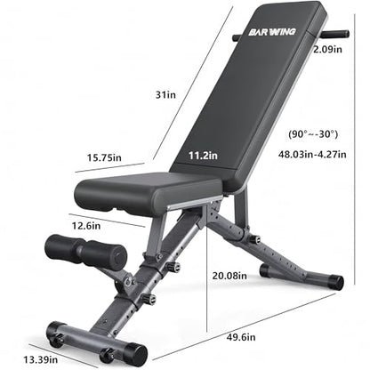 BARWING Adjustable Weight Bench Workout Bench, 1000/1300 LBS Heavy Duty Incline Decline Bench for Home Gym, Easy Assembly Foldable Training Lifting Bench - color: FULL BLACK