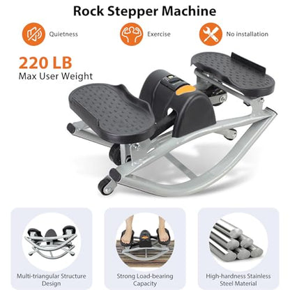 Rock Stepper, Side-to-Side Lateral Rocking Fitness Stepper, with Digital Monitor, Resistance Bands, Non-Slip Mat, Full Body Stepper, for Apartment, Living Room Workout - color: Black and gray