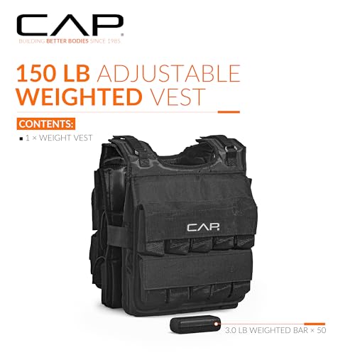 CAP Adjustable Weighted Vest 20–150 lbs for Strength Training, Running & Workouts, Weight Vest for Men & Women, Fitness Training Vest - style: 150lbs