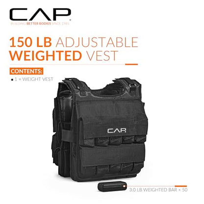 CAP Adjustable Weighted Vest 20–150 lbs for Strength Training, Running & Workouts, Weight Vest for Men & Women, Fitness Training Vest - style: 150lbs
