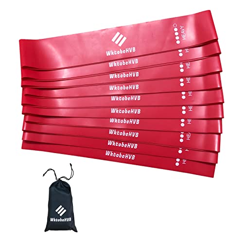 Resistance Loop Exercise Bands-5/10 Pack-10/12 Inch Stretch Bands for Working Out with Carry Bag-Elastic Bands for Physical Therapy, Rehab, Yoga, Pilates and Strength Training at Home or Gym - color: Red 10 Pack (Heavy), size: 12×2 Inch