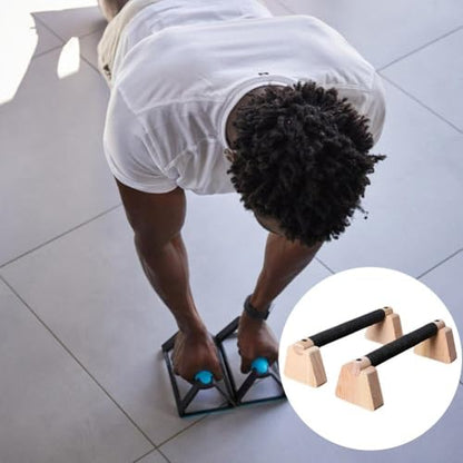 1pair Pull Up Stand Handles Wooden Push Up Bar Beech Wood Calisthenics Exercise Equipment for Home Wood Parallettes Bar for Floor Use