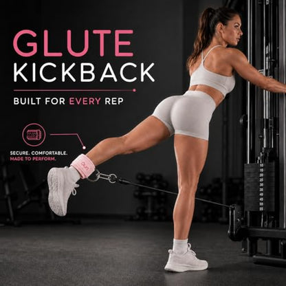Ankle Strap for Cable Machine - Padded Neoprene Cuff with Stainless Steel D-Ring for Comfort & Support During Glute Kickbacks, Leg Extensions, Hip Abductors & Lower Body Workouts