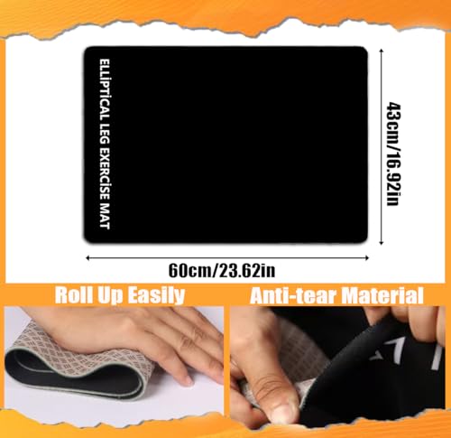 Non-Slip Workout Mat for Under Desk Ellipticals, Ellipse Leg Exerciser Machine Mat, 3mm Thick Exercise Equipment Mats, Improves Machine Stability & Protects The Floor, 23.62 x 16.92 Inches
