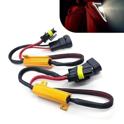 2 PCS Car Light Decoder, 9005 9006 Canbus Decoder, Copper Wire LED Load Resistor Kit, Light Relay Harness Adapter for Bulb Flashing Fault Decoding Warning Elimination (Black)