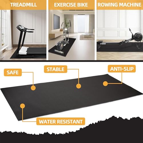 BalanceFrom High-Density Gym Equipment Floor Mat, 1/4-Inch Thick PVC – Non-Slip Flooring for Treadmill, Stationary Bike, Elliptical Trainer, Weight Bench, and Heavy Exercise Machines