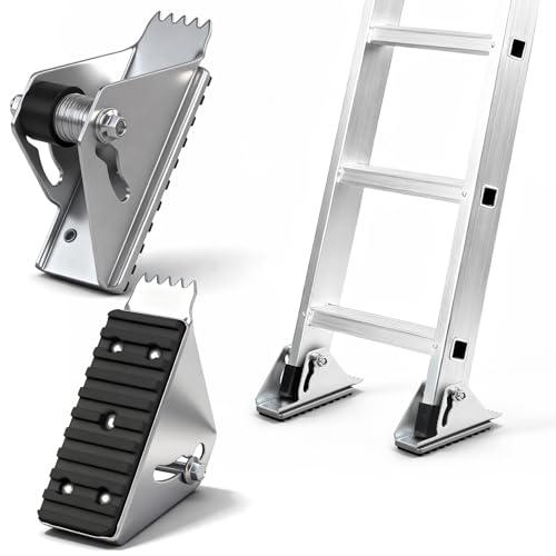 2 Pack Aluminum Anti-Skid Shoe Kit for Extension Ladders Replacement Parts, Rubber Padded Ladder Feet for Extension Ladder Accessories Compatible with D1200, D1300, D1700, D1800 - color: Black and Silver