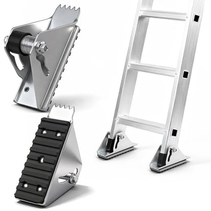 2 Pack Aluminum Anti-Skid Shoe Kit for Extension Ladders Replacement Parts, Rubber Padded Ladder Feet for Extension Ladder Accessories Compatible with D1200, D1300, D1700, D1800 - color: Black and Silver