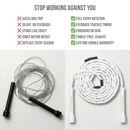 Pro-Grade Beaded Jump Rope for Beginners - color: Black/White