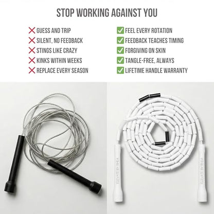 Pro-Grade Beaded Jump Rope for Beginners - color: Black/White