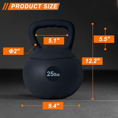 DlandHome Kettlebell Weights Strength Training Kettlebell-Great for Full Body Workout and Strength Training,Easy Grip Handle,PVC Filled with Iron Sand - color: Black-25lbs