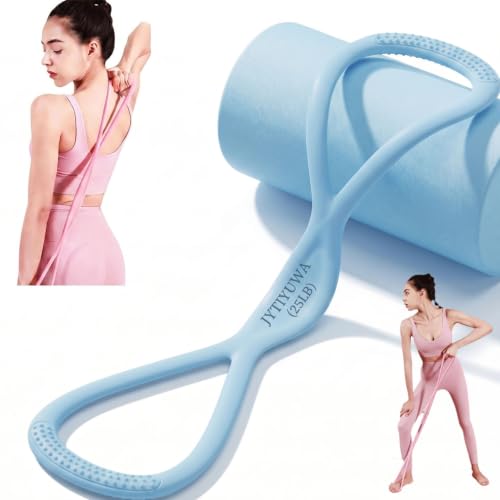 Resistance Bands with Handles,Figure 8 Resistance Band Elastic Fitness Bands Exercise Band for Home Yoga Gym Workout - color: Blue-25LB