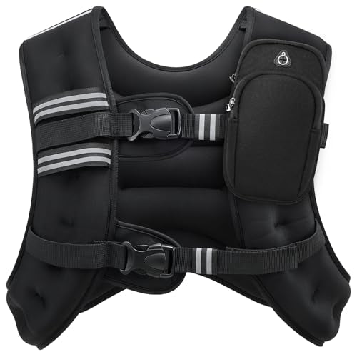 ZELUS Weighted Vest, 6lb/8lb/12lb/16lb/20lb/25lb/30lb Weight Vest with Reflective Stripe for Workout, Strength Training, Running, Fitness, Muscle Building, Weight Loss, Weightlifting - color: Black, size: 30lb
