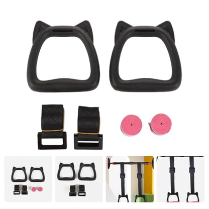 Holibanna Gymnastic Rings Pull up Rings with Adjustable 1m Straps Indoor Fitness Equipment Set for Body Strength Training and Gymnastics Exercises