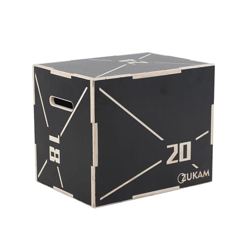 Non-Slip Wood Plyometric Jump Box- 3-in-1 Wooden Plyo Box for Home Gym and Outdoor Workout - size: 24" x 20" x 16"
