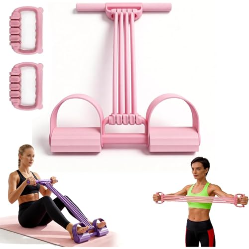 3 in 1 Adjustable Pedal Resistance Band, 8-Tube Natural Latex Tension Rope, Multifunctional Sit-Up Trainer for Full-Body Workout, Fat Loss & Muscle Shaping