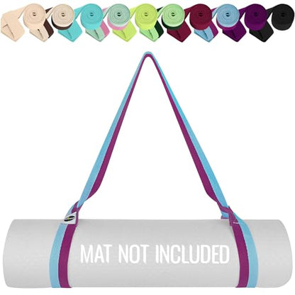 TECEUM Yoga Mat Strap – Extra Soft & Thick Cotton Carrier for All Mats - color: Purple Blue, size: 64 IN