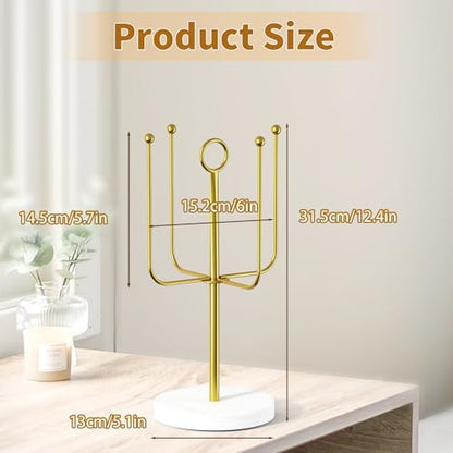 Scrunchie Holder for Desktop, Hair Tie Organizer Wall Mount, Metal Claw Clip Organizer, Headband Storage for Women Hair Accessories Display Stand for Hairbow, Bracelets, Ropes Ties (Gold)