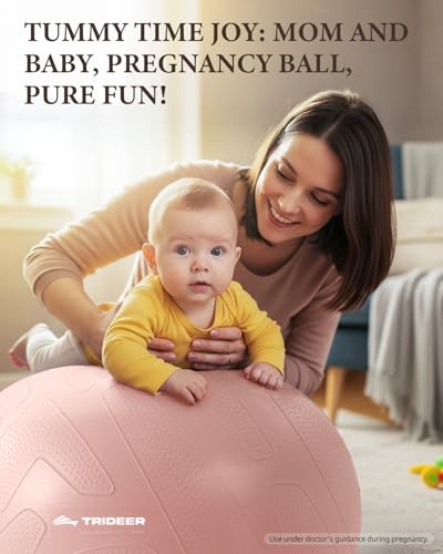 Trideer Pregnancy Birthing Ball, 1.7mm Extra Thick Yoga Ball for Maternity, Labor, Physio, Recovery, Exercise Guide & Daily Comfort Tips for All Trimesters, 1000LB Anti-Burst Non-Slip Stability Ball
