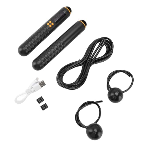 Jump Rope with Counter, Weighted Cordless Skipping Rope for Fitness, Rechargeable Ropeless Jump Rope with Digital Display for Men Women Kids Home Gym Cardio Training - color: Black