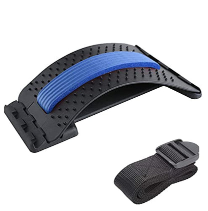 Back Stretcher - Lower and Upper Back Pain Relief, Lumbar Stretching Device，Posture Corrector - Back Support for Office Chair | Upper Back Stretcher Support and Pain Relief (Black/Blue)