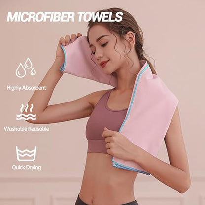 Gym Towels for Women,Workout Towels Quick Dry Towel,Yoga Towel for Hot Yoga Non Slip,Sweat Towel for Gym(2pcs,Pink)