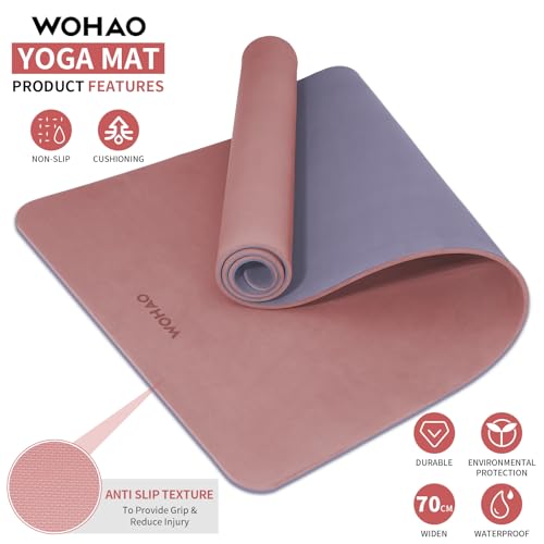 Extra Thick 8mm Yoga Mat, 72"x28" Non Slip Exercise Mat, Reversible 2-Sided Dual Color Premium POE Material, with Carrying Strap for Yoga, Pilates, Home Gym