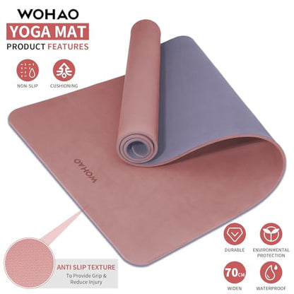 Extra Thick 8mm Yoga Mat, 72"x28" Non Slip Exercise Mat, Reversible 2-Sided Dual Color Premium POE Material, with Carrying Strap for Yoga, Pilates, Home Gym