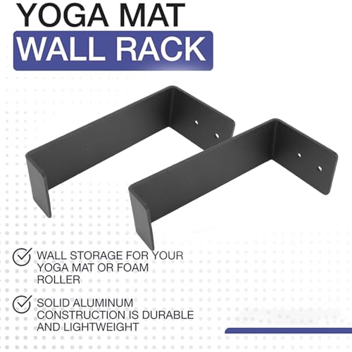 VBESTLIFE 2Pack Wall Yoga Mat Storage Rack, Yoga Mat Holder Wall Mount for Foam Rollers, Resistance Bands, Fitness Accessories, Home Gym Organizer