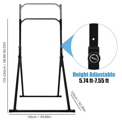 Foldable Pull Up Bar, Power Tower Workout Dip Station Height Adjustable Pull Up Bar for Home, Multifunction Fitness Tower Station Gym Training Equipment
